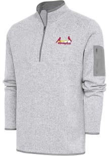 Antigua Springfield Cardinals Mens Grey Fortune Long Sleeve 1/4 Zip Fashion Pullover