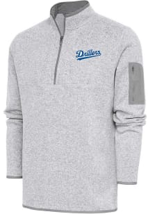 Antigua Tulsa Drillers Mens Grey Fortune Long Sleeve Qtr Zip Fashion Pullover