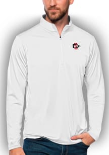 Antigua San Diego State Aztecs Mens White Tribute Long Sleeve 1/4 Zip Pullover