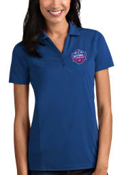 Antigua Kansas Jayhawks Womens Blue 2022 NCAA Basketball National Champions Tribute Short Sleeve Polo Shirt
