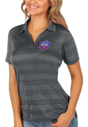 Antigua Kansas Jayhawks Womens Grey 2022 NCAA Basketball National Champions Compass Short Sleeve Polo Shirt