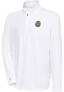 Antigua Colorado State Rams Mens White Tribute Long Sleeve 1/4 Zip Pullover