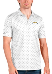 Antigua Los Angeles Chargers Mens White Spark Short Sleeve Polo