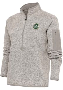Antigua Colorado State Rams Womens Oatmeal Fortune 1/4 Zip Pullover