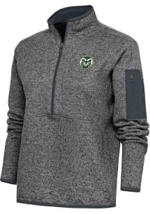 Antigua Colorado State Rams Womens Charcoal Fortune 1/4 Zip Pullover
