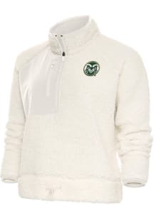 Antigua Colorado State Rams Womens Ivory Fusion 1/4 Zip Pullover