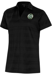 Antigua Colorado State Rams Womens Black Compass Short Sleeve Polo Shirt