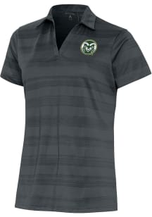 Antigua Colorado State Rams Womens Grey Compass Short Sleeve Polo Shirt