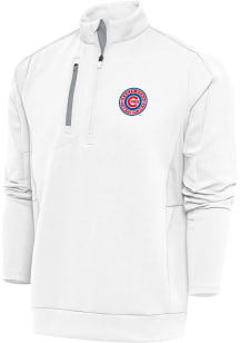 Antigua South Bend Cubs Mens White Generation Long Sleeve 1/4 Zip Pullover