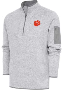 Antigua Clemson Tigers Mens Grey Fortune Long Sleeve 1/4 Zip Pullover