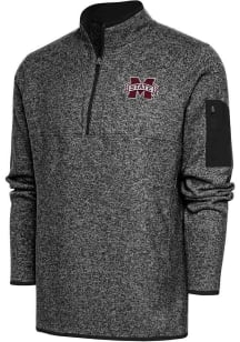 Antigua Mississippi State Bulldogs Mens Black Fortune Long Sleeve 1/4 Zip Pullover