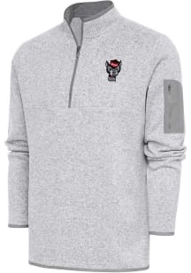 Antigua NC State Wolfpack Mens Grey Fortune Long Sleeve 1/4 Zip Pullover