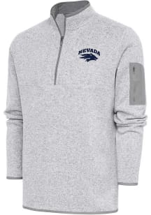 Antigua Nevada Wolf Pack Mens Grey Fortune Long Sleeve 1/4 Zip Pullover