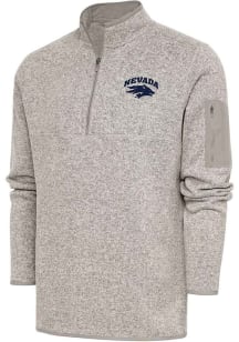 Antigua Nevada Wolf Pack Mens Oatmeal Fortune Long Sleeve 1/4 Zip Pullover