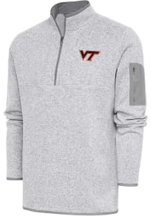 Antigua Virginia Tech Hokies Mens Grey Fortune Long Sleeve 1/4 Zip Pullover