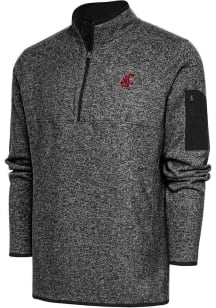 Antigua Washington State Cougars Mens Black Fortune Long Sleeve 1/4 Zip Pullover
