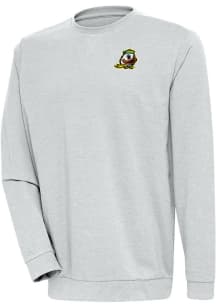 Antigua Oregon Ducks Mens Grey Reward Long Sleeve Crew Sweatshirt
