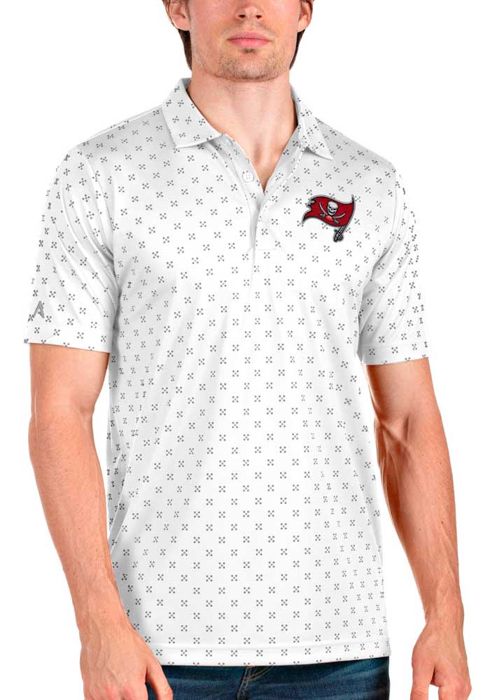 Antigua Tampa Bay Buccaneers Mens White Spark Short Sleeve Polo