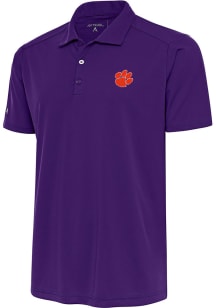 Antigua Clemson Tigers Mens Purple Tribute Short Sleeve Polo