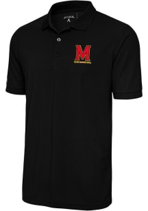 Mens Maryland Terrapins Black Antigua Legacy Pique Short Sleeve Polo Shirt