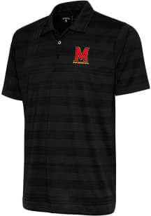Mens Maryland Terrapins Black Antigua Compass Short Sleeve Polo Shirt