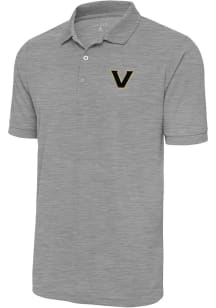 Antigua Vanderbilt Commodores Mens Grey Legacy Pique Short Sleeve Polo