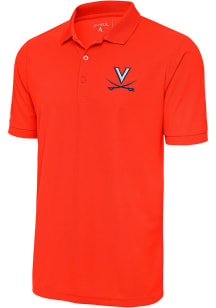 Antigua Virginia Cavaliers Mens Orange Legacy Pique Short Sleeve Polo