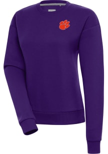 Antigua Clemson Tigers Womens Purple Victory Crew Sweatshirt