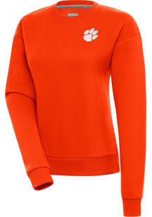 Antigua Clemson Tigers Womens Orange Victory Crew Sweatshirt