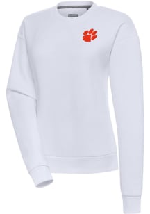 Antigua Clemson Tigers Womens White Victory Crew Sweatshirt