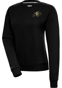 Antigua Colorado Buffaloes Womens Black Victory Crew Sweatshirt