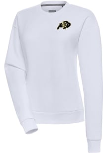 Antigua Colorado Buffaloes Womens White Victory Crew Sweatshirt