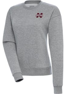 Antigua Mississippi State Bulldogs Womens Grey Victory Crew Sweatshirt