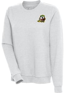 Antigua Oregon Ducks Womens Grey Action Crew Sweatshirt