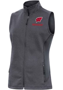 Antigua Wisconsin Badgers Womens Charcoal Course Vest