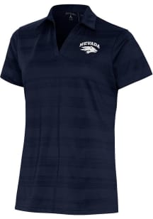 Antigua Nevada Wolf Pack Womens Navy Blue Compass Short Sleeve Polo Shirt