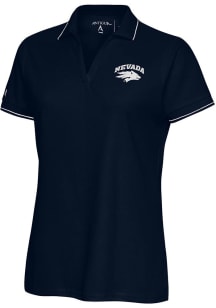 Antigua Nevada Wolf Pack Womens Navy Blue Affluent Short Sleeve Polo Shirt