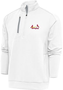 Antigua Springfield Cardinals Mens White Generation Long Sleeve 1/4 Zip Pullover