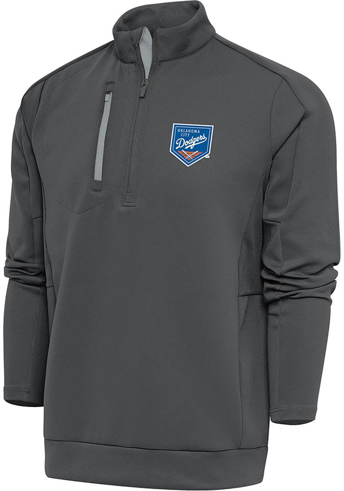 Antigua Oklahoma City Dodgers Grey Fortune Big and Tall 1/4 Zip Pullover, Grey, 100% POLYESTER, Size 3XLT, Rally House