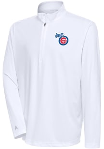 Antigua Iowa Cubs Mens White Tribute Long Sleeve 1/4 Zip Pullover
