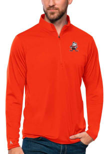 Antigua Cleveland Browns Mens Orange Tribute Long Sleeve 1/4 Zip Pullover