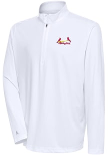 Antigua Springfield Cardinals Mens White Tribute Long Sleeve 1/4 Zip Pullover
