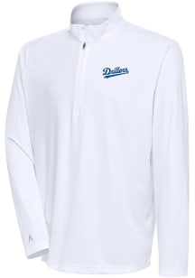 Antigua Tulsa Drillers Mens White Tribute Long Sleeve Qtr Zip Pullover