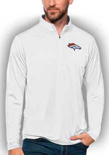 Antigua Denver Broncos Mens White Tribute Long Sleeve 1/4 Zip Pullover