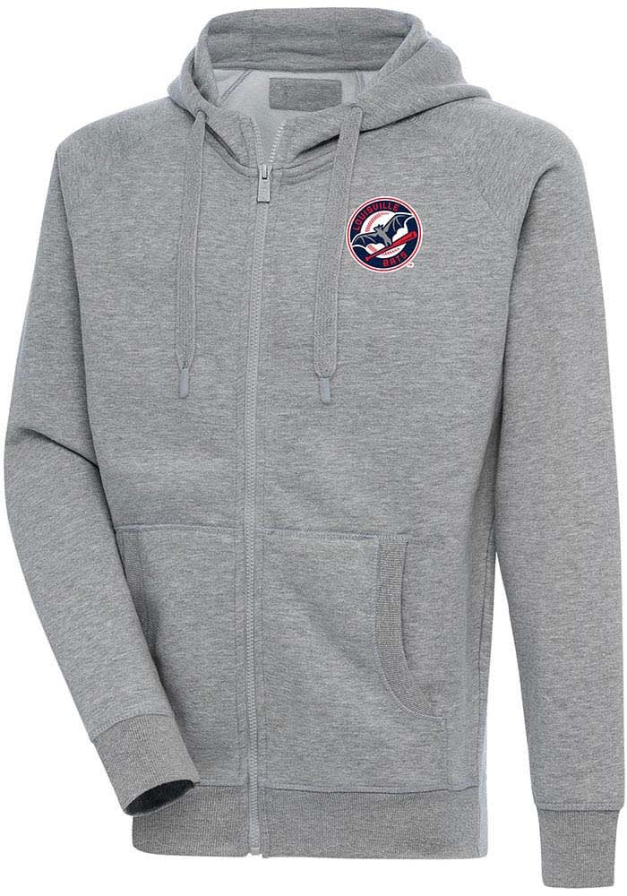 Antigua Louisville Bats Grey Victory Long Sleeve Full Zip Jacket, Grey, 65% Cotton / 35% POLYESTER, Size S, Rally House