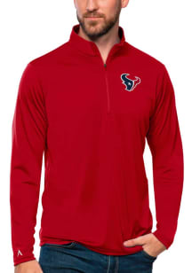 Antigua Houston Texans Mens Red Tribute Long Sleeve 1/4 Zip Pullover