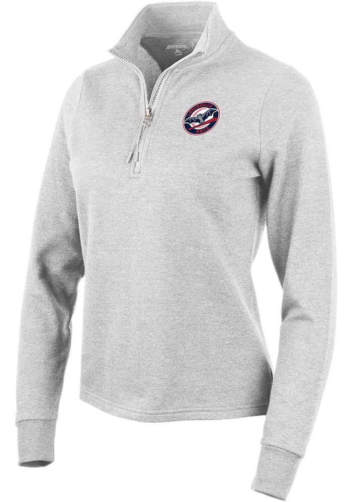 Antigua Louisville Bats Grey Action Long Sleeve 1/4 Zip Pullover, Grey, 55% Cotton / 45% POLYESTER, Size 2XL, Rally House