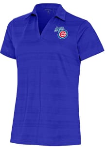 Antigua Iowa Cubs Womens Blue Compass Short Sleeve Polo Shirt