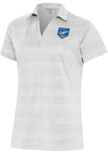 Antigua Oklahoma City Dodgers Womens White Compass Short Sleeve Polo Shirt