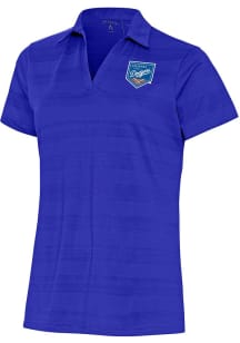 Antigua Oklahoma City Dodgers Womens Blue Compass Short Sleeve Polo Shirt